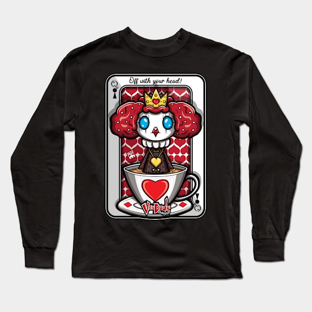 Queen Of Hearts Long Sleeve T-Shirt by VooDudeDesigns